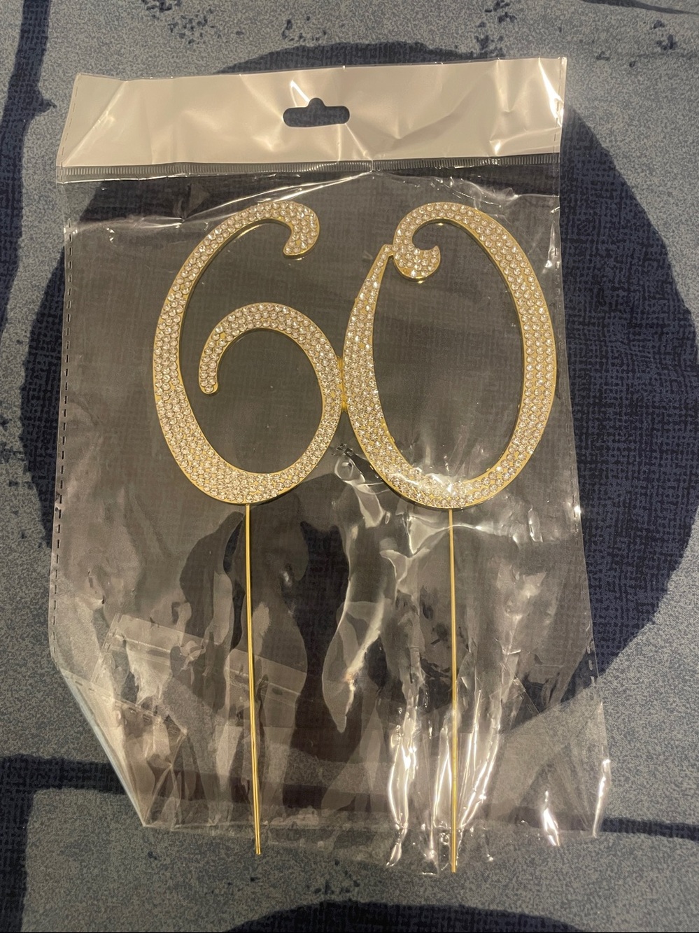 60 cake topper gold metal sparkly rhinestones XL 60th birthday new party